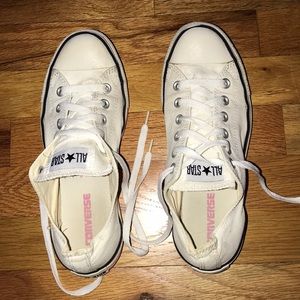 Converse white with pink stripe